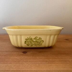 Yellow Ceramic Baking Dish with Green Floral Design